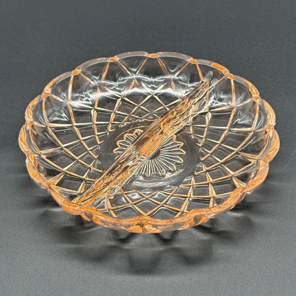 Vintage Hazel Atlas Pink Depression Glass Serving Bowl Nut Dish Relish Dish